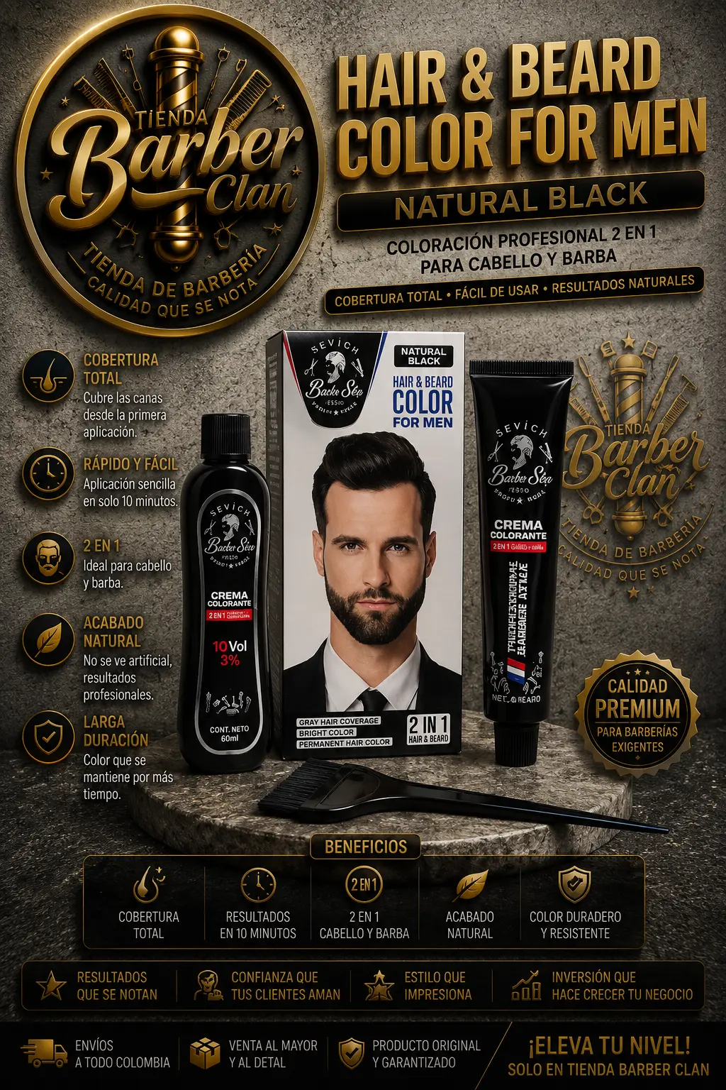TINTURA NEGRA PARA BARBA NEVADA NEVADA TINTES y PERMANENTES 847610030894 - Tienda Barber Clan