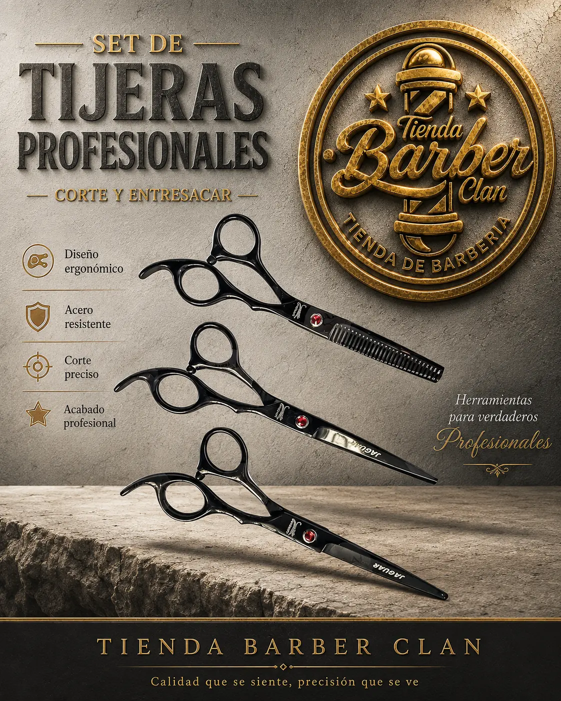 TIJERA JAGUAR X 3 JAGUAR TIJERAS 765655443 - Tienda Barber Clan