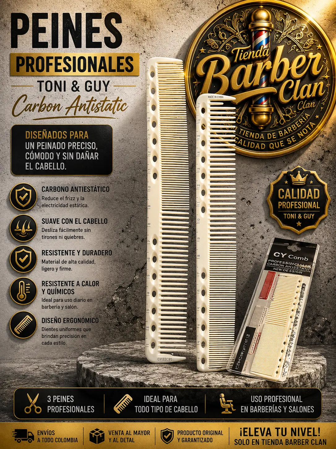 PEINE MILIMETRICO BLANCO -MAJESTIC MAJESTIC PEINES PEINILLAS 80076 - Tienda Barber Clan
