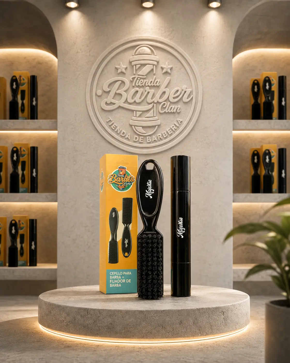 CEPILLO+LAPIZ NEGRO PARA BARBA MAJESTIC MAJESTIC PIGMENTOS,FIBRAS CAPILARES 6952234928664 - Tienda Barber Clan