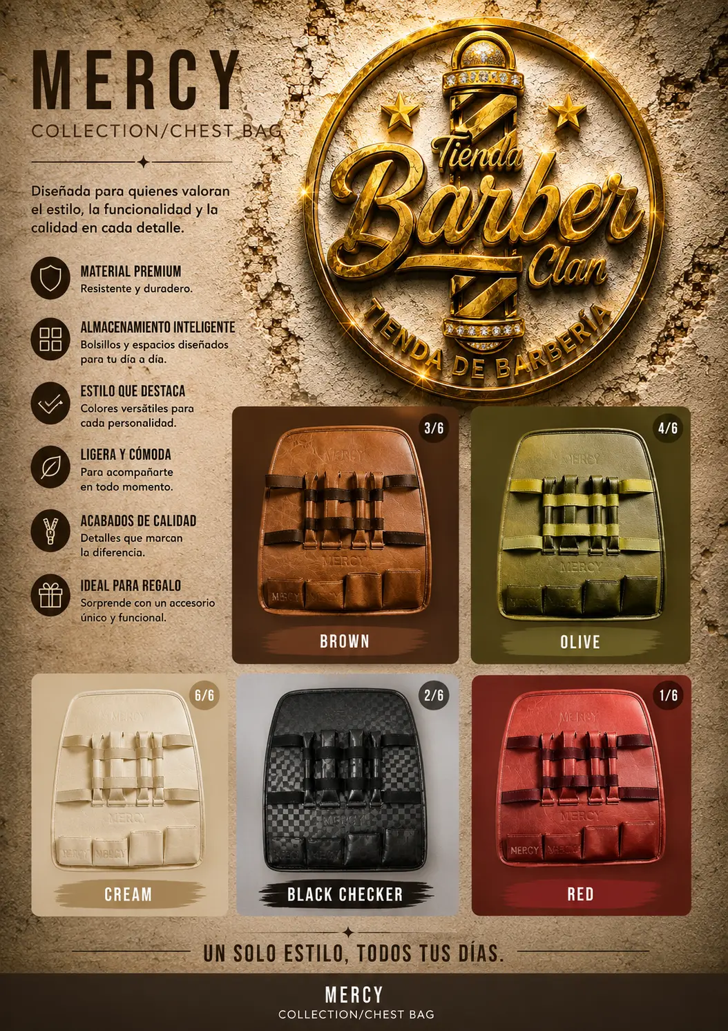 PECHERA MERCY MERCY MANDIL O DELANTAL CHALECO DE BARBERIA 009938474 - Tienda Barber Clan