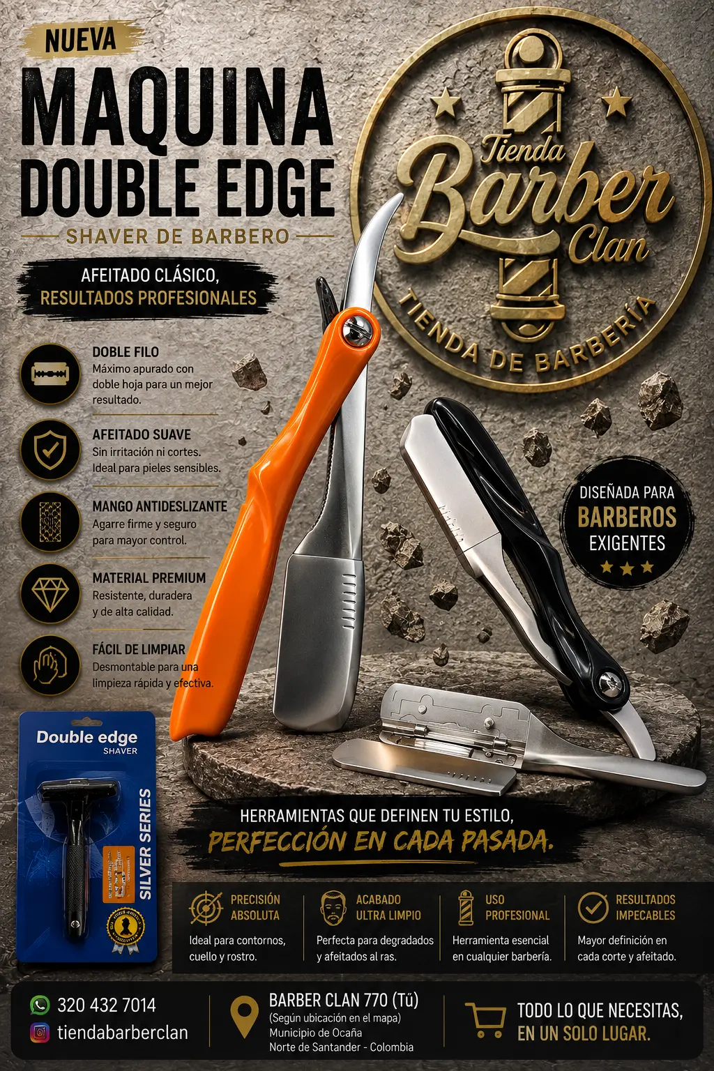 NAVAJA DE BROCHE IMMORTAL BARBER RAZOR 0088253933 - Tienda Barber Clan