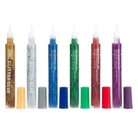 Deli A71101 Glitter Glue 12ml x 6 Colours 3