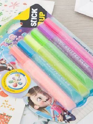 Deli A71101 Glitter Glue 12ml x 6 Colours 4