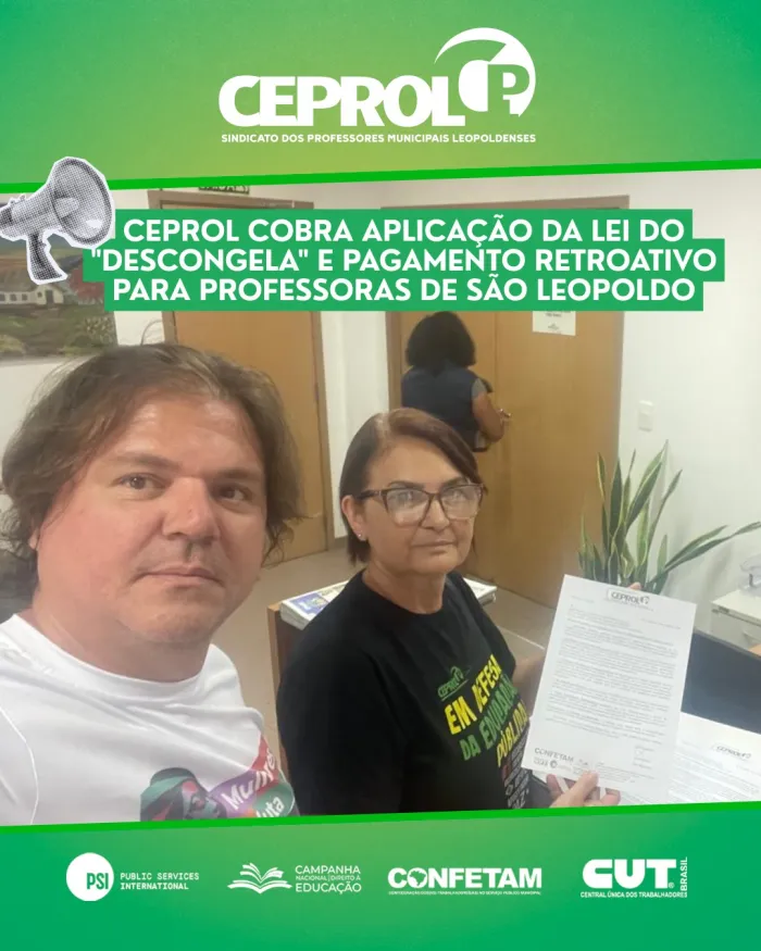 CEPROL cobra aplicação da Lei do "Descongela" e pagamento retroativo para professoras de São Leopoldo