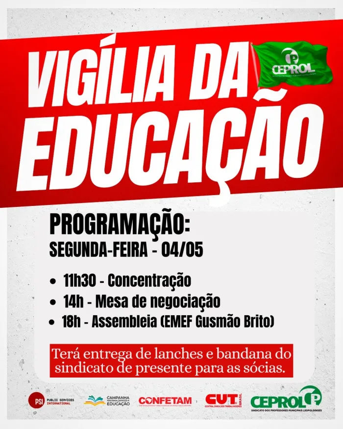 CHAMADA PARA VIGÍLIA DA EDUCAÇÃO