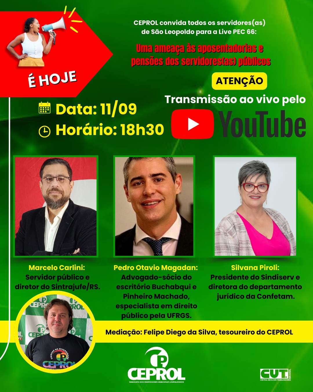 Live PEC 66: Uma ameaça às aposentadorias e pensões dos servidores(as) públicos