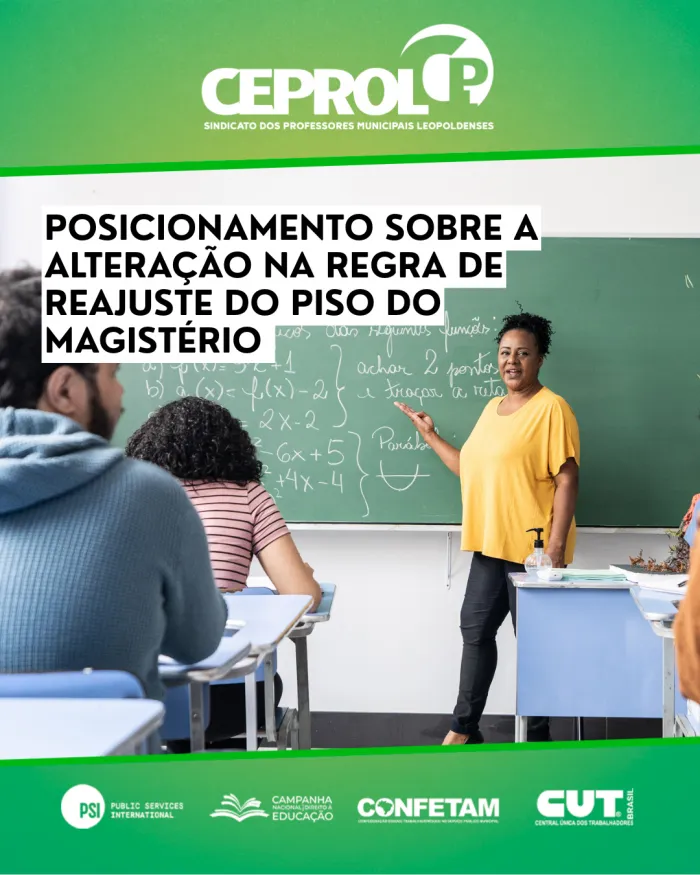 Posicionamento sobre a alteração na regra de reajuste do Piso do Magistério