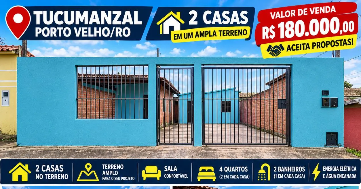 2 Casas no Mesmo Terreno à Venda no Tucumanzal – Porto Velho/RO