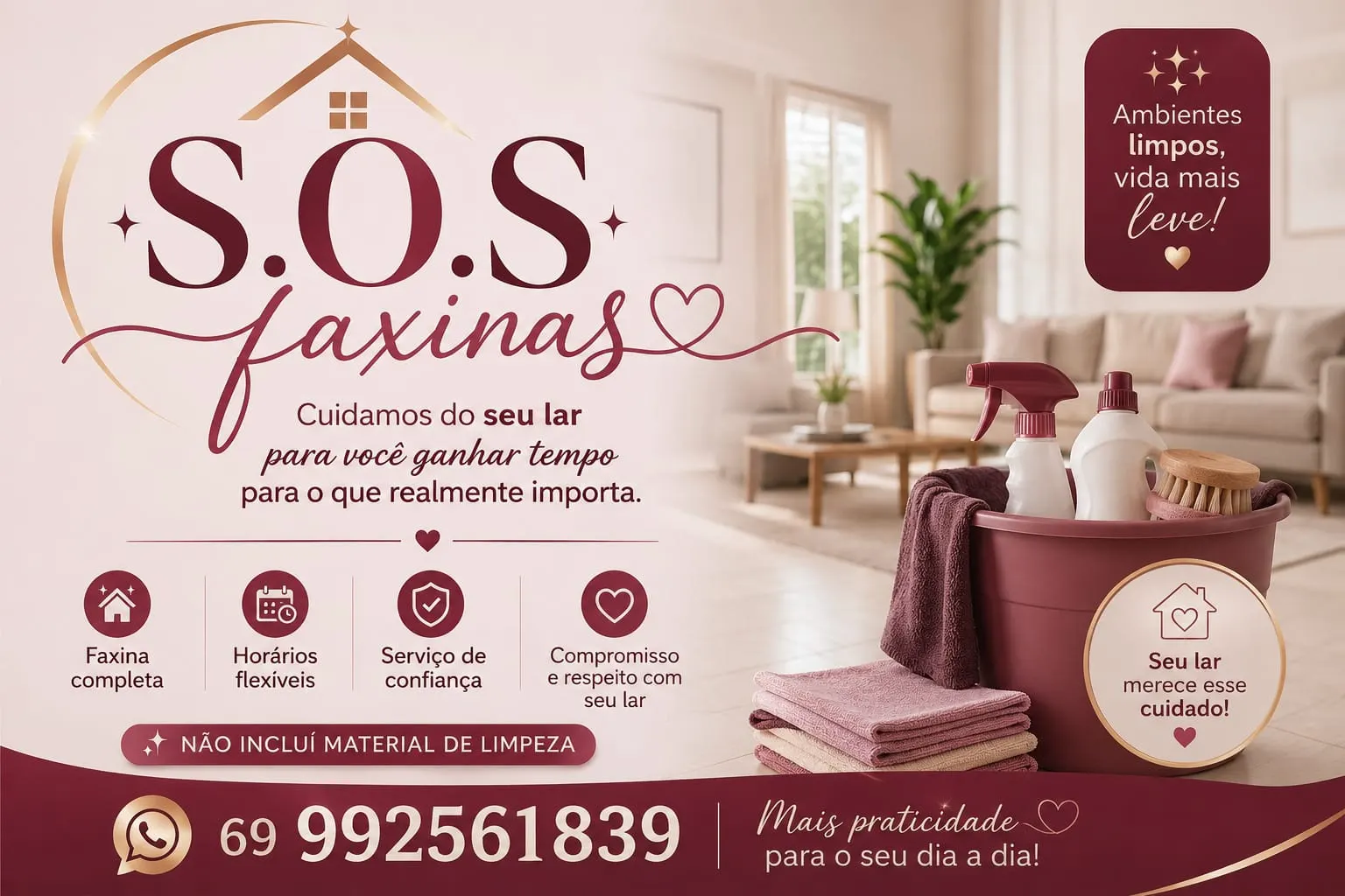 S.O.S Faxinas – Seu lar limpo, seu tempo livre!