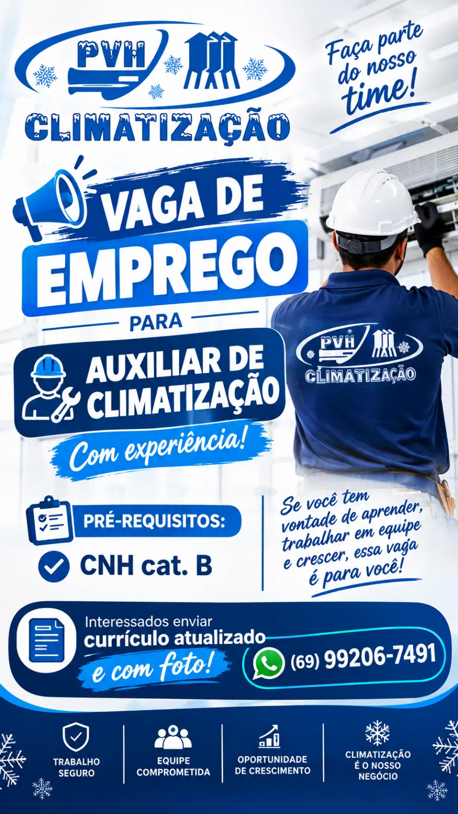 Vaga de Emprego para Auxiliar de Climatização com Experiência