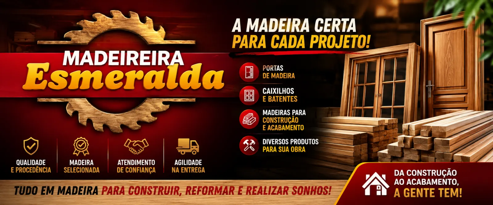 Madeireira Esmeralda – Madeira e qualidade para sua obra!