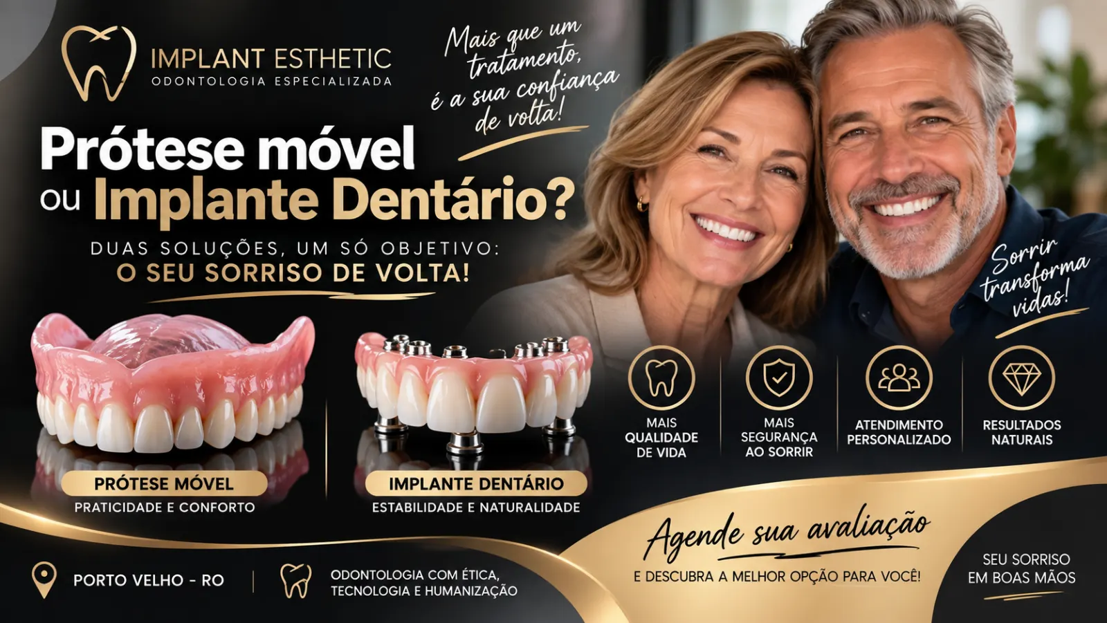 PRÓTESE MÓVEL OU IMPLANTE DENTÁRIO? SAIBA QUAL É A MELHOR OPÇÃO PARA VOCÊ!