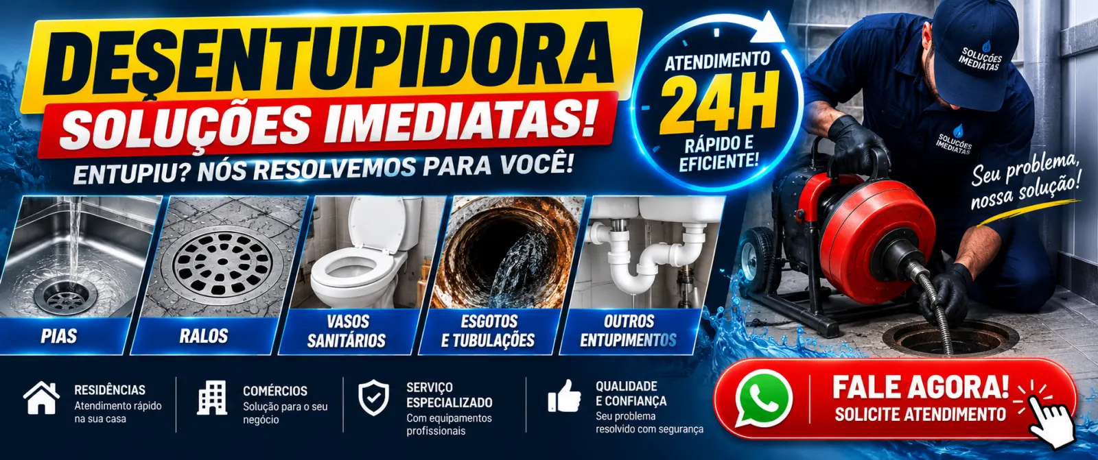 Desentupidora Soluções Imediatas — entupiu? A gente resolve!