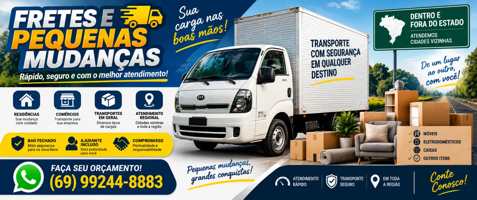 Fretes e pequenas mudanças – transporte rápido, seguro e responsável