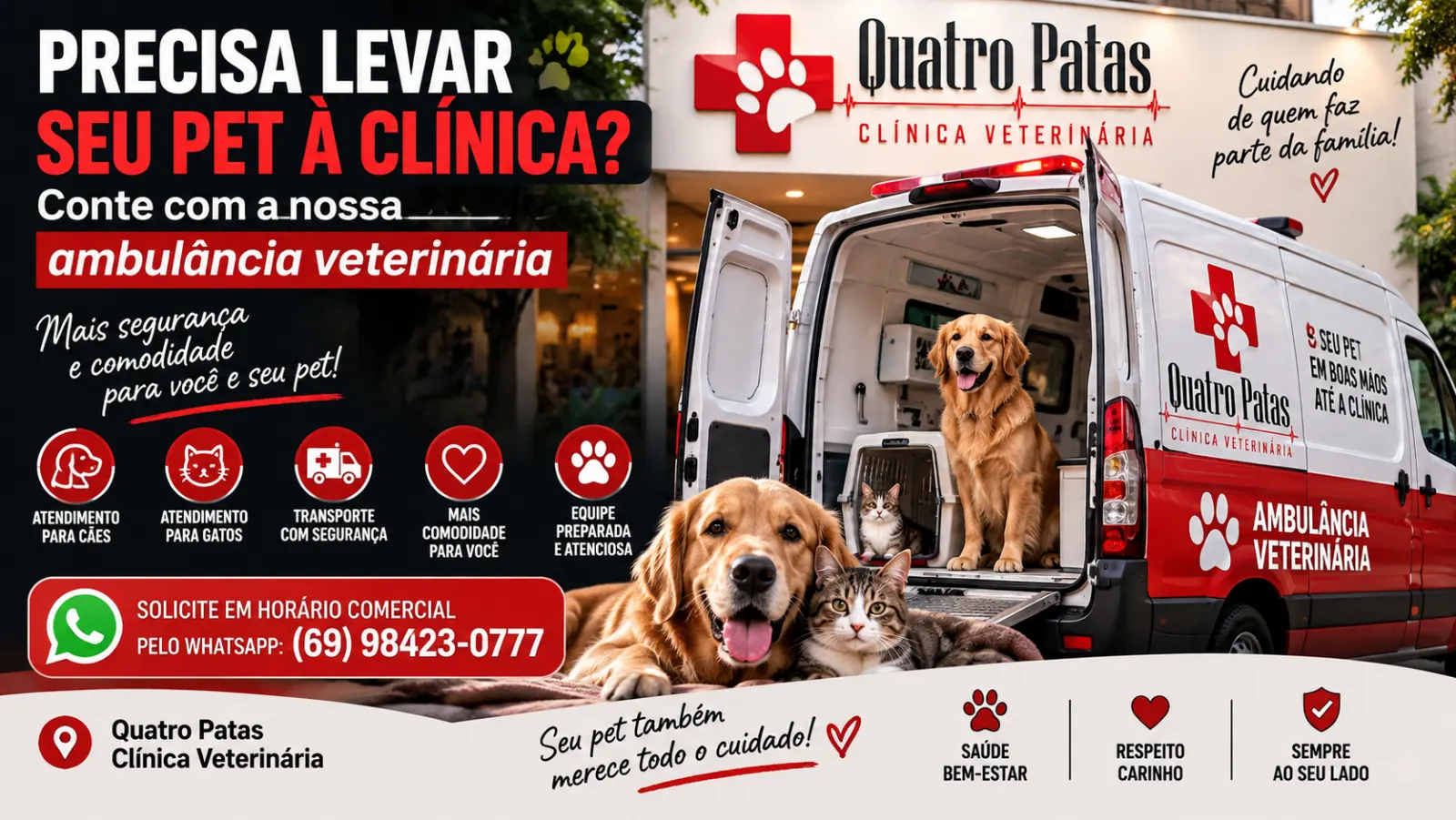 Quatro Patas Clínica Veterinária — cuidado que vai até o seu pet!