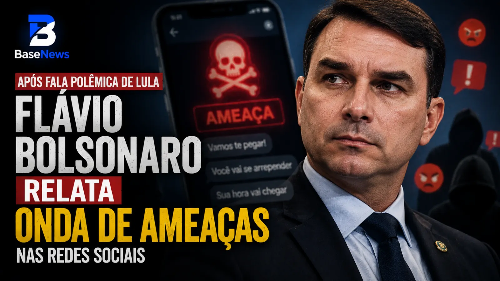 Fala de Lula gera repercussão e Flávio Bolsonaro relata mais de 1.600 ameaças em 24 horas