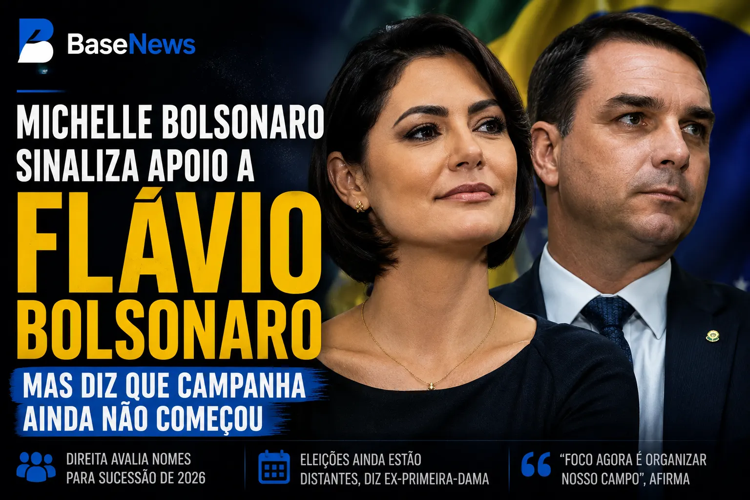 Michelle Bolsonaro sinaliza apoio a Flávio, mas diz que campanha ainda não começou