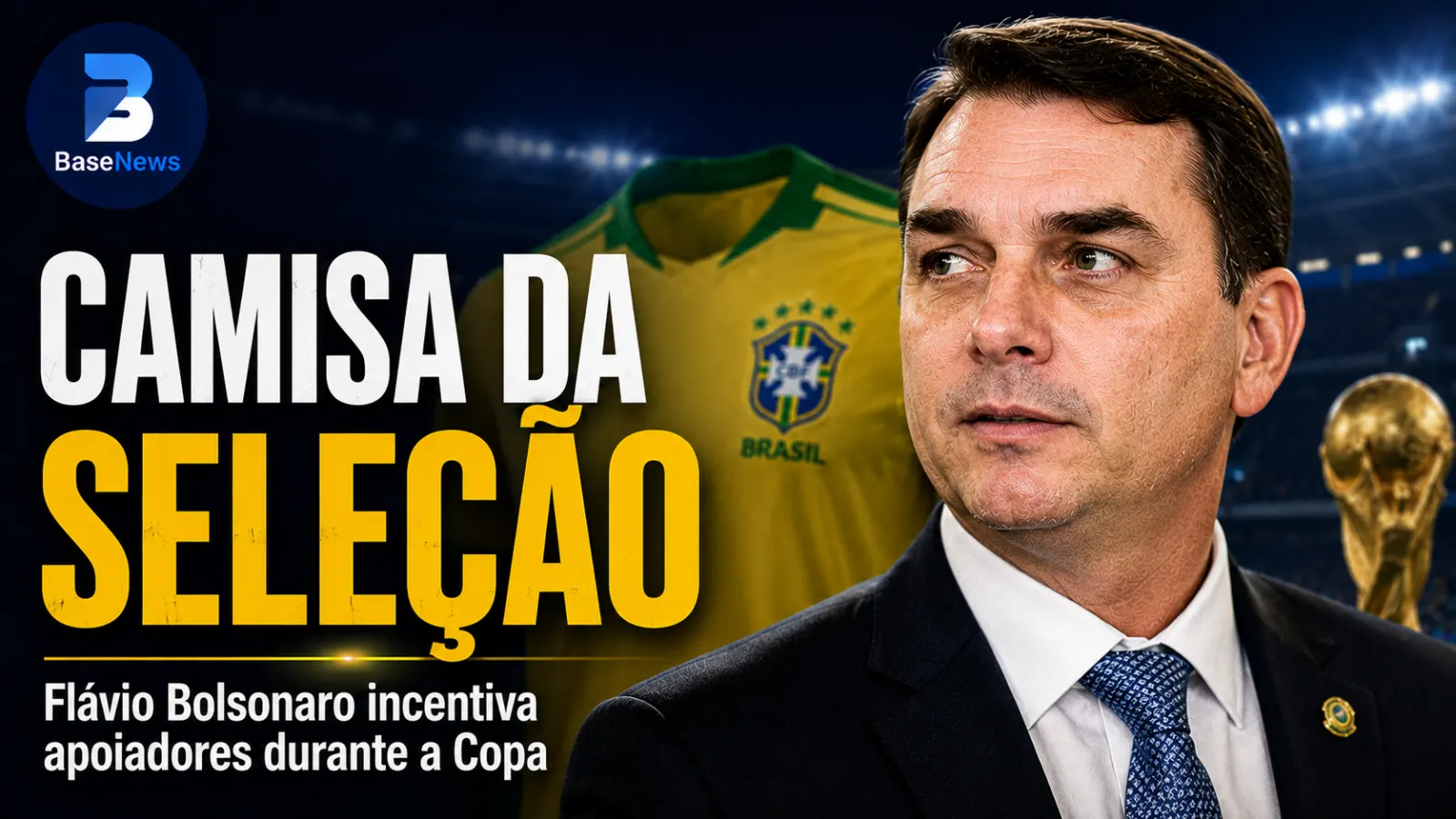 Flávio Bolsonaro incentiva apoiadores a usarem camisa da Seleção durante a Copa