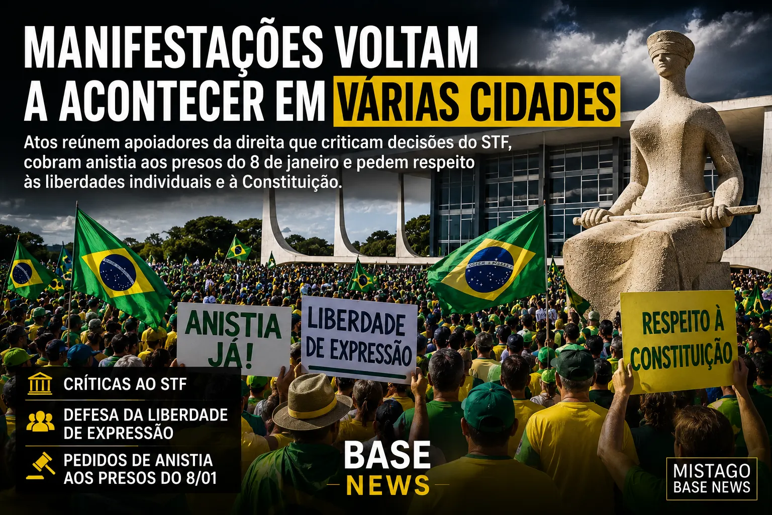 BRASIL VOLTA A REGISTRAR MANIFESTAÇÕES CONTRA O STF E EM DEFESA DAS LIBERDADES