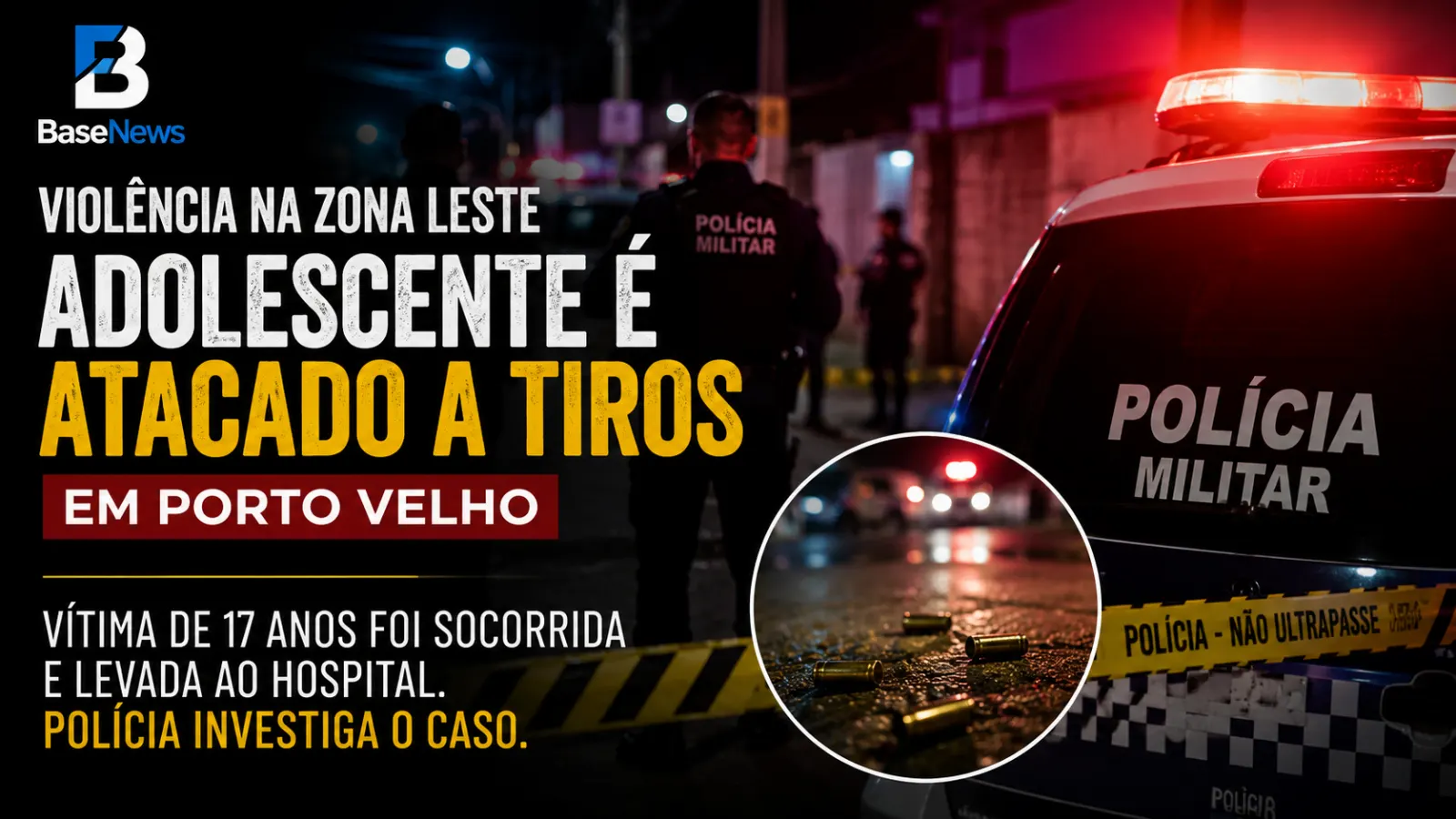 Adolescente de 17 anos é baleado em ataque na zona Leste de Porto Velho; Polícia investiga autoria