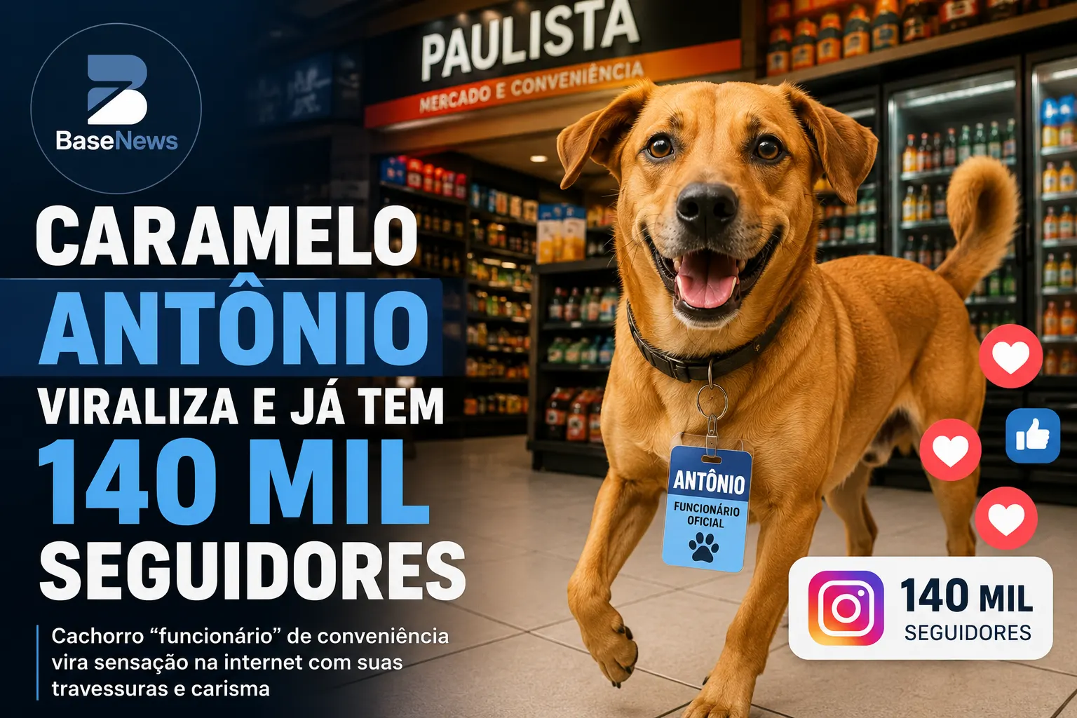 Caramelo “funcionário” de conveniência viraliza, ganha milhares de fãs e vira celebridade nas redes sociais