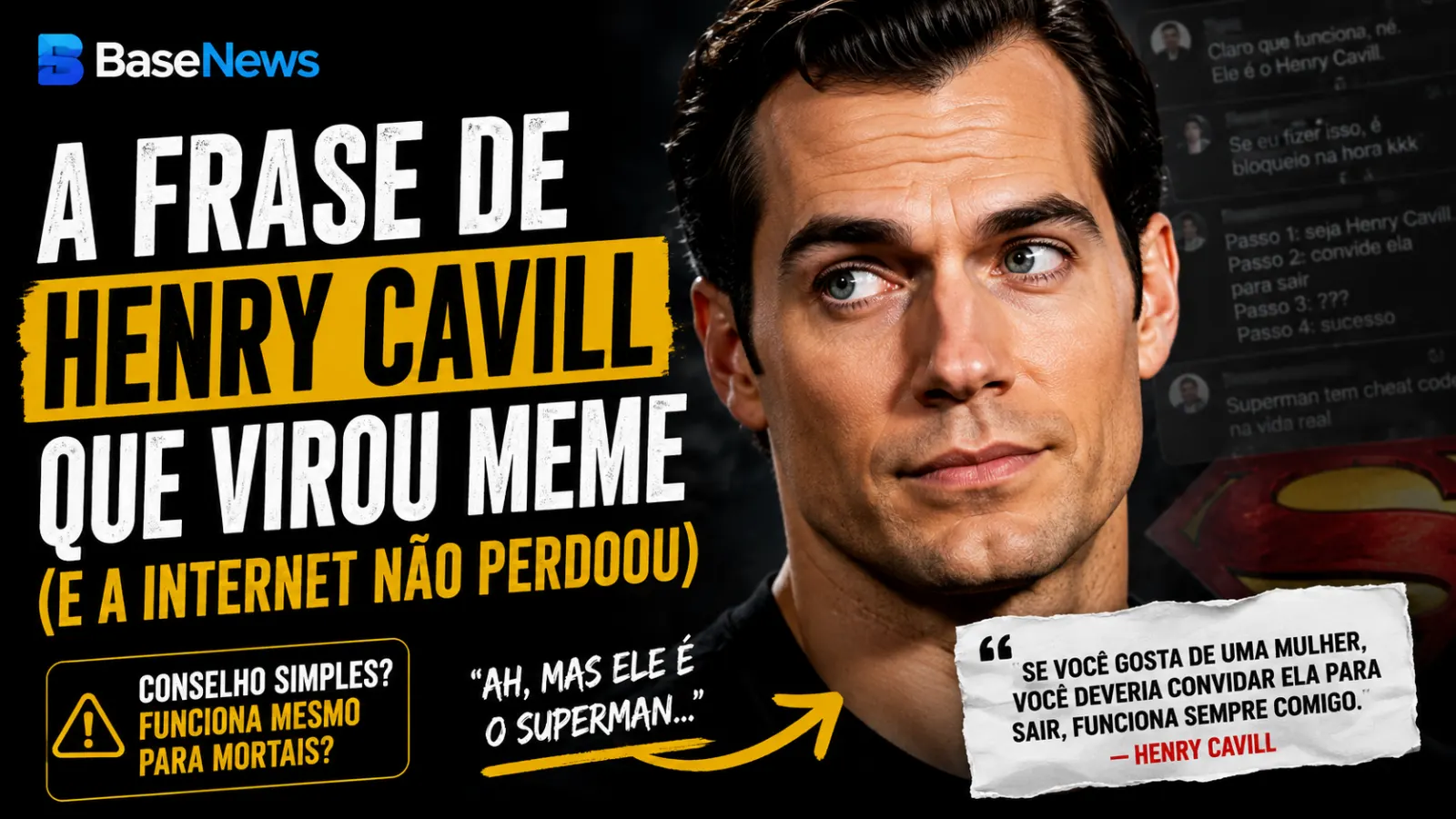 “Sempre funciona comigo”: conselho amoroso atribuído a Henry Cavill viraliza — mas há um detalhe nessa história