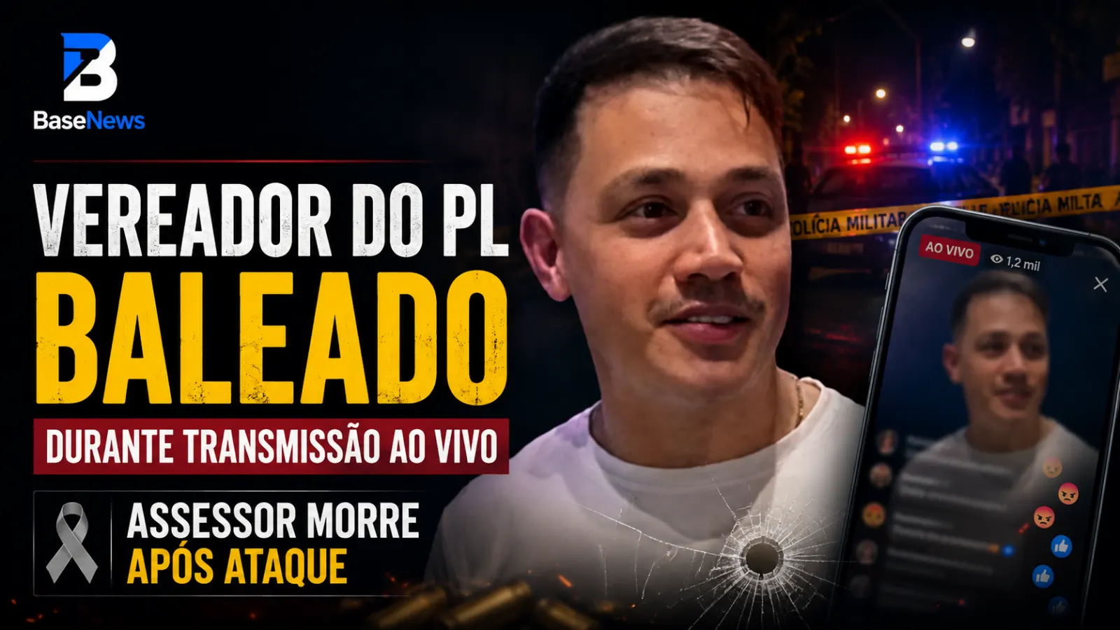 Vereador do PL é baleado durante transmissão ao vivo em Mossoró; assessor morre em atentado