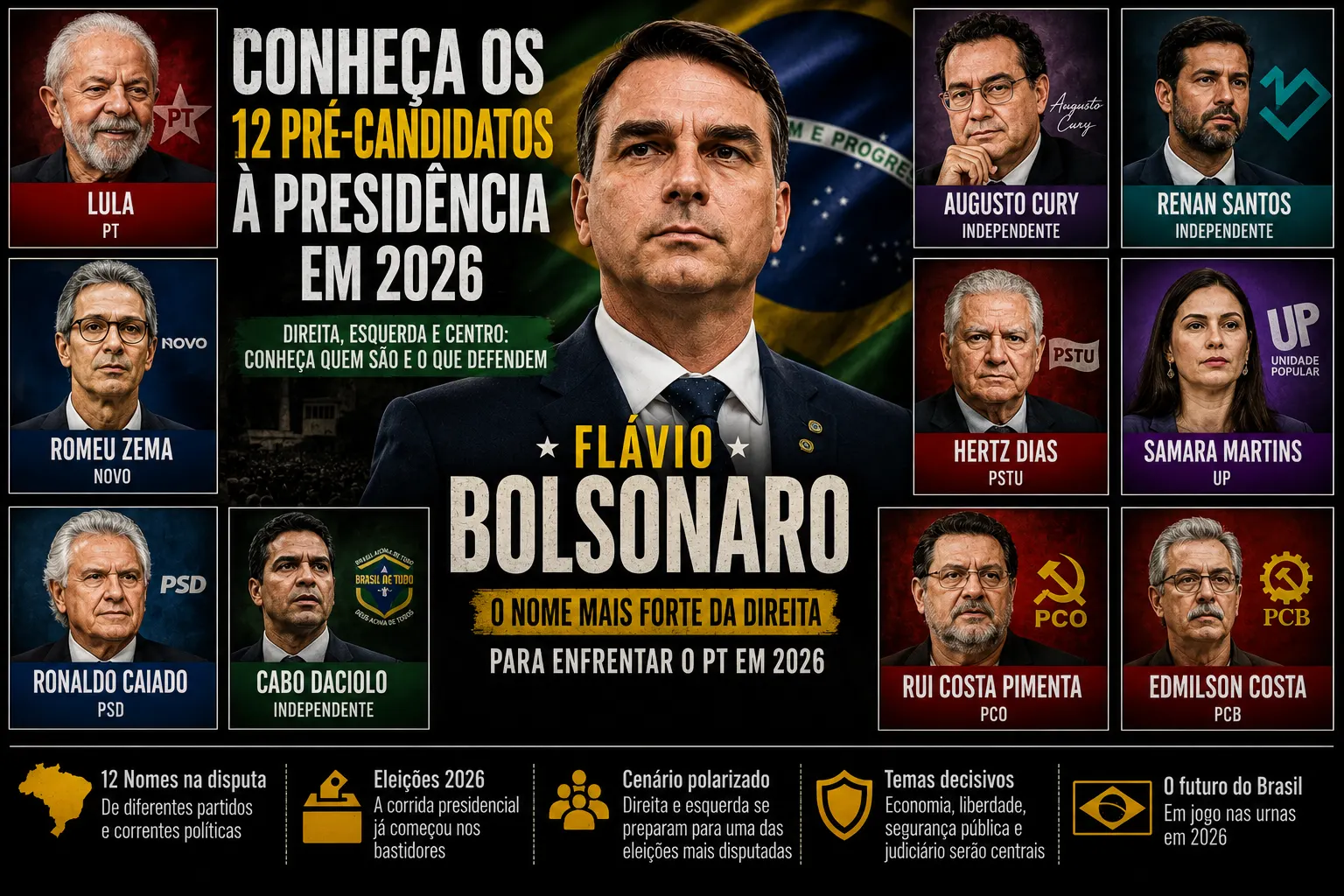 Conheça os principais pré-candidatos à Presidência em 2026 e o cenário da disputa