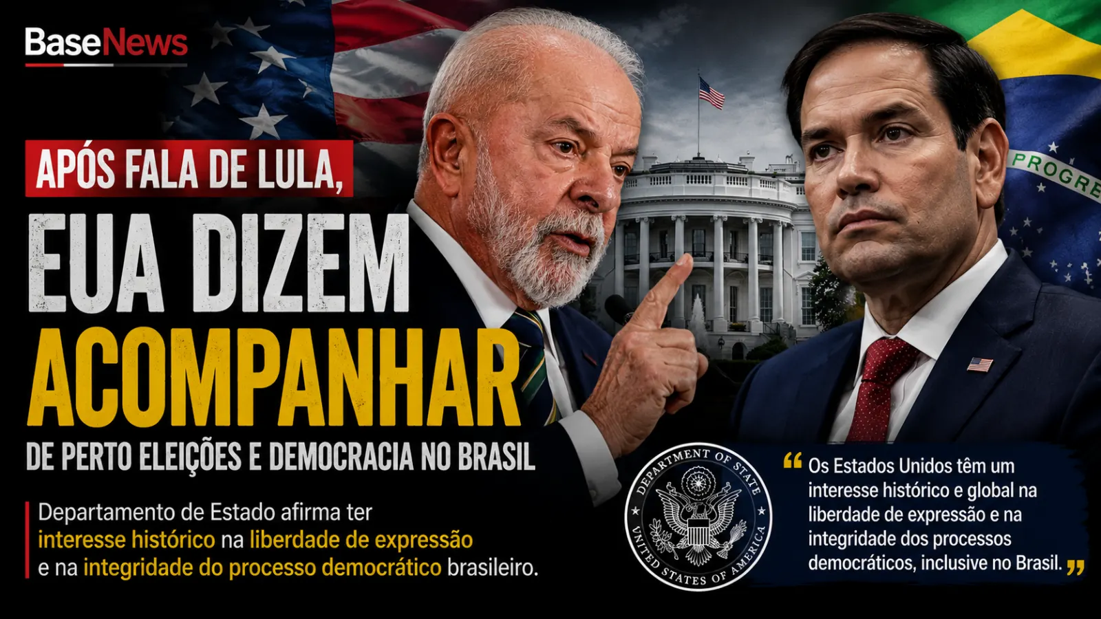 EUA respondem declaração de Lula e dizem acompanhar democracia e eleições no Brasil
