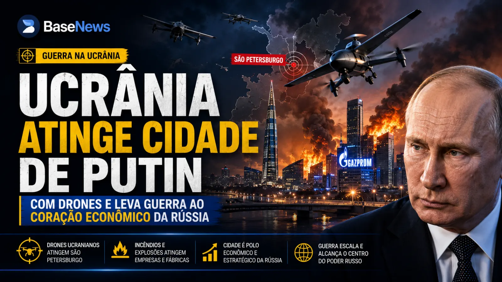 Ucrânia atinge cidade de Putin com drones e leva guerra ao coração econômico da Rússia