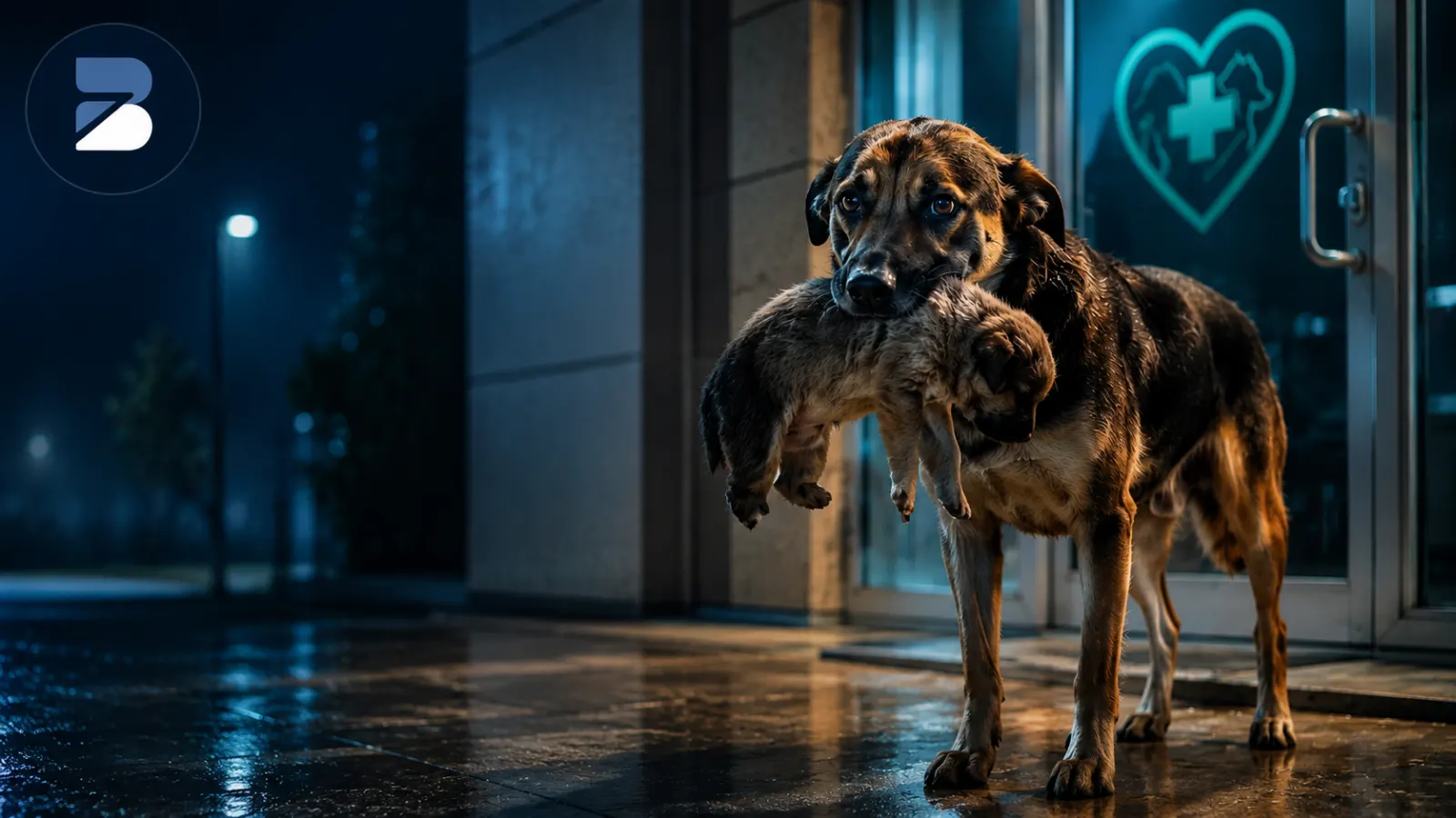 Cadela emociona o mundo ao levar filhote doente para clínica veterinária na Turquia