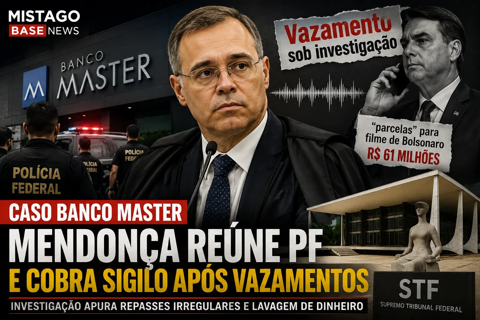 Vazamento em investigação do Banco Master preocupa STF e leva Mendonça a cobrar sigilo da PF