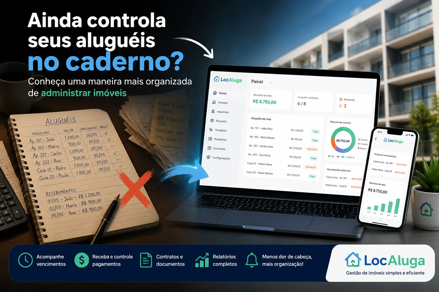 Ainda controla seus aluguéis no caderno? Conheça uma maneira mais organizada de administrar imóveis