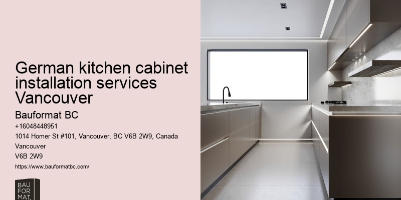 Sleek German kitchen cabinets featuring clear glass doors Vancouver
