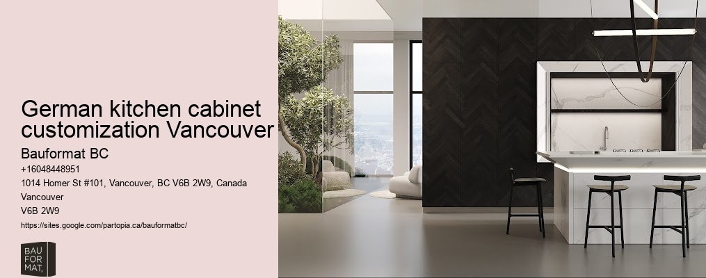 Sleek German kitchen cabinets with glass doors Vancouver