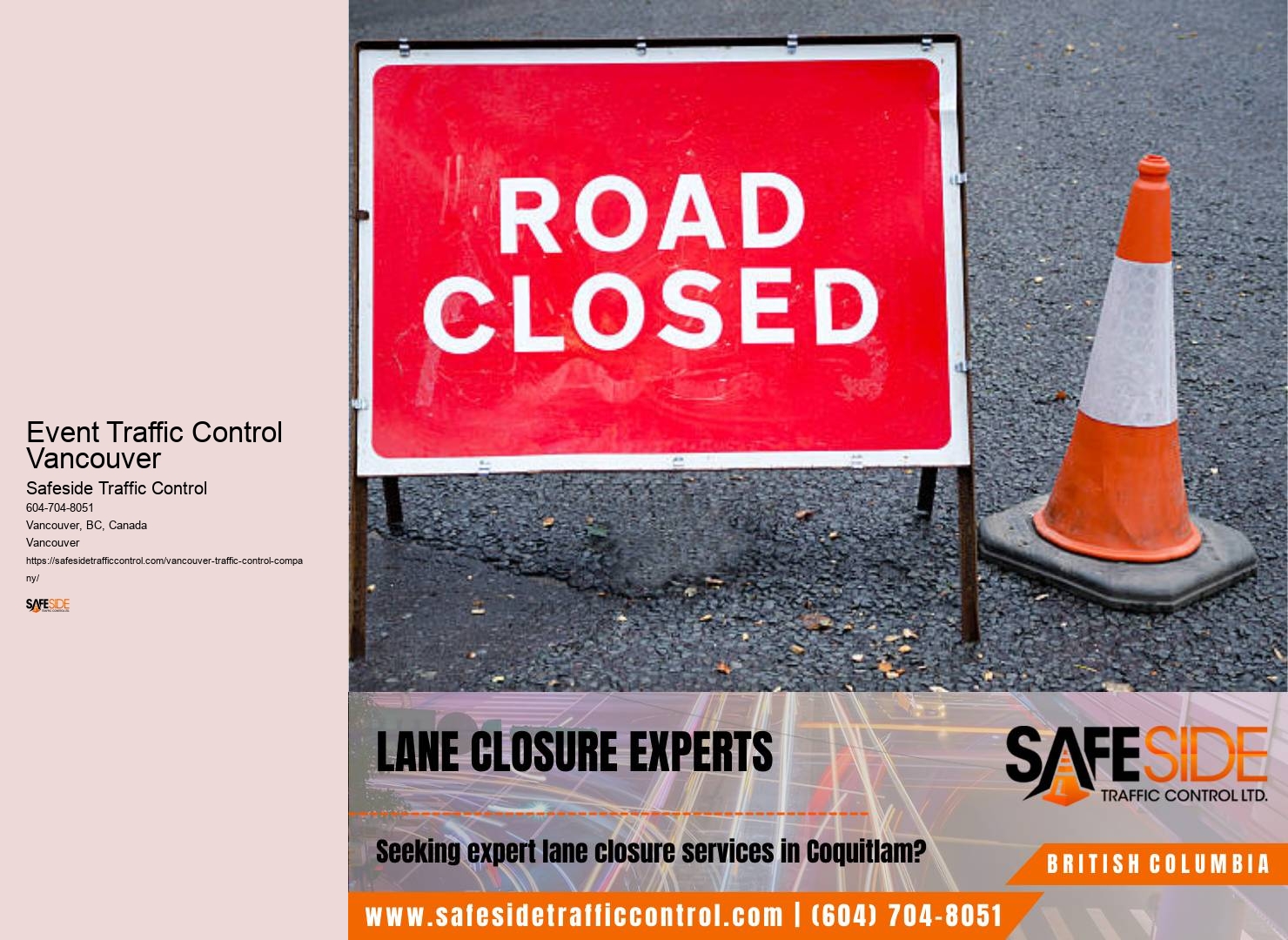 Construction zones in Event Traffic Control Vancouver