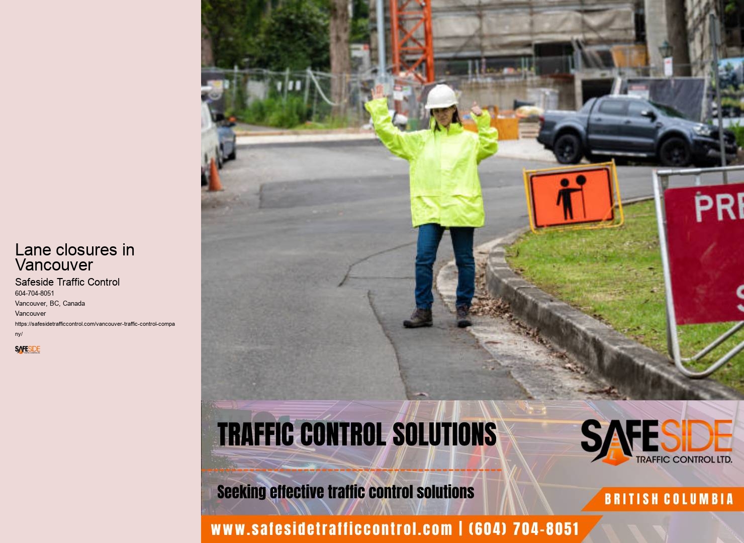 Lane closures in Vancouver traffic management training programs