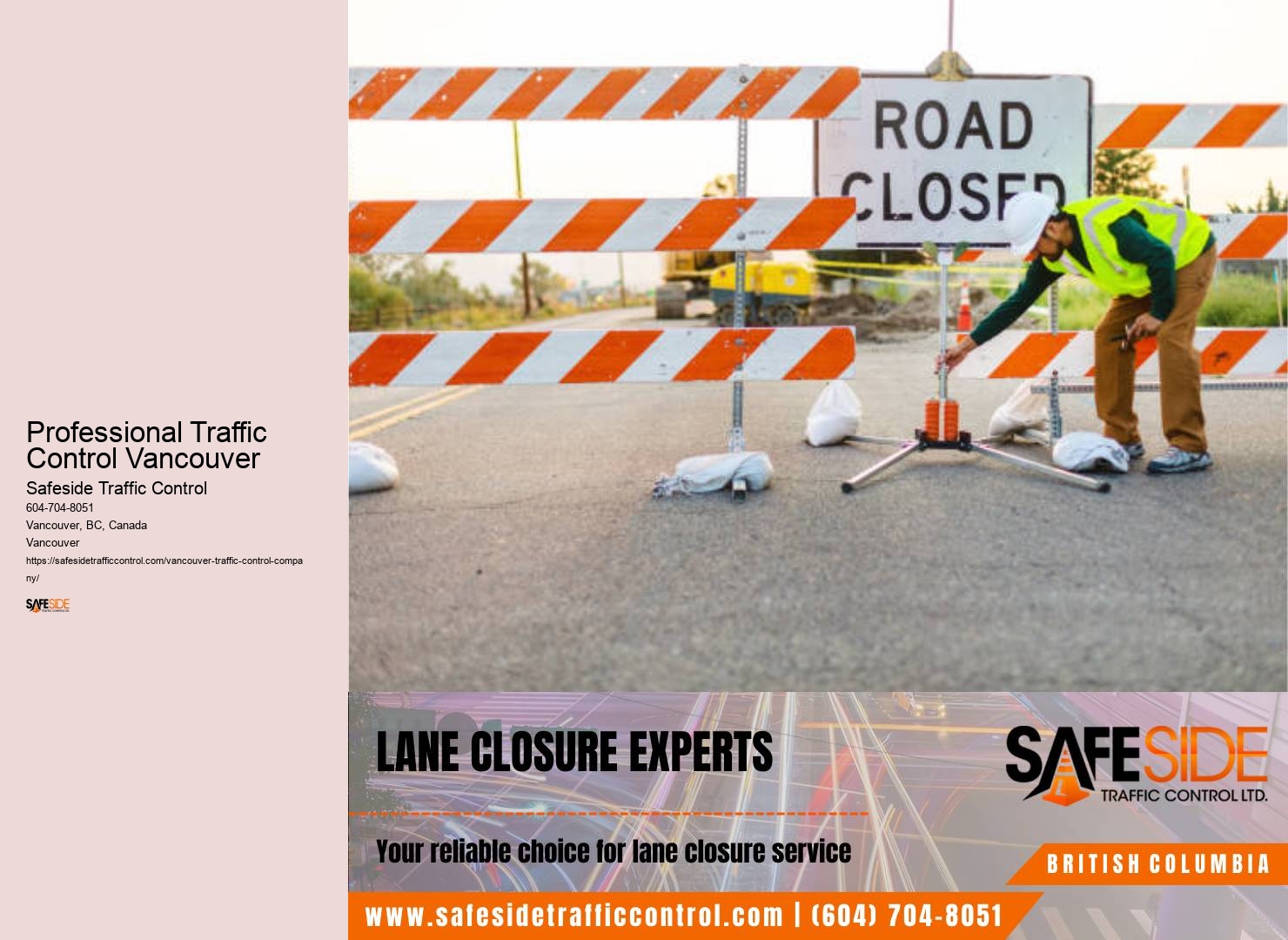Professional Traffic Control Vancouver roadwork traffic control flagging services
