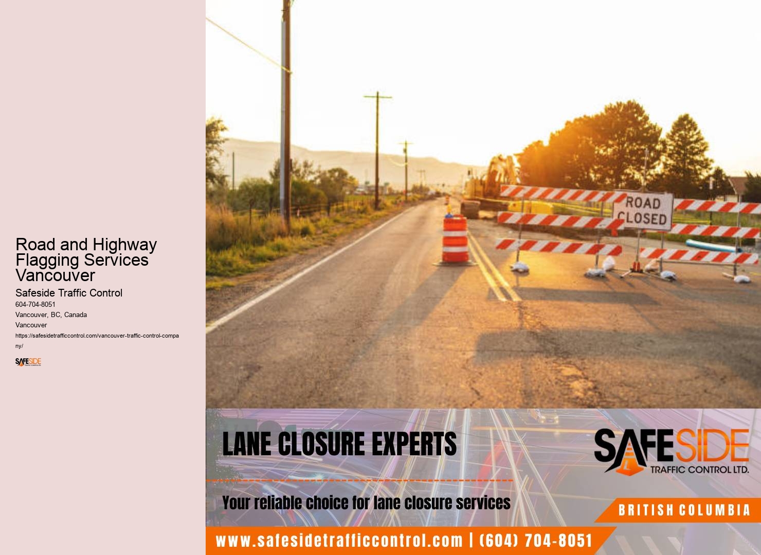 Traffic control equipment installation and maintenance Road and Highway Flagging Services Vancouver