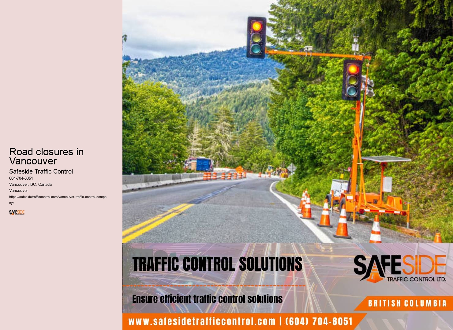 Certified Traffic Control Services Road closures in Vancouver