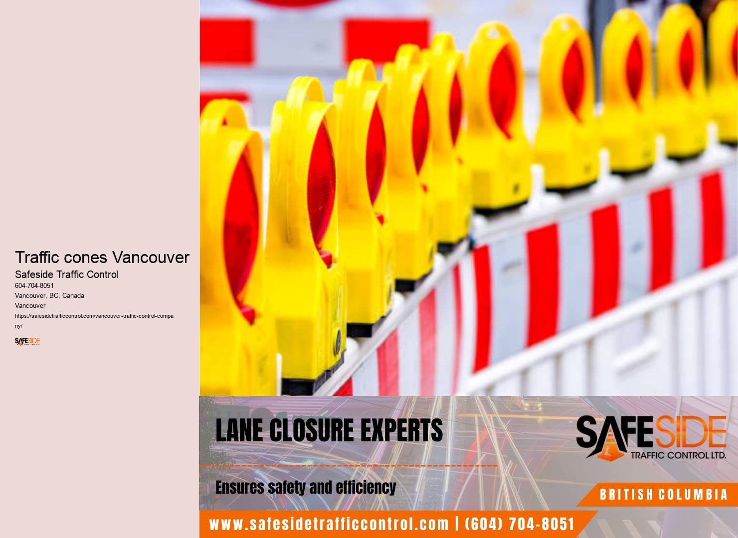 Traffic cones Vancouver Work Zone Traffic Control