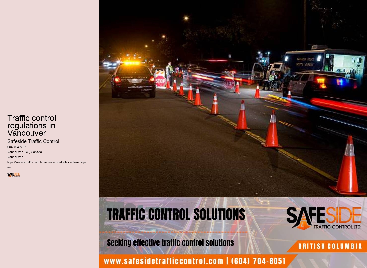 Traffic control regulations in Vancouver temporary traffic control devices