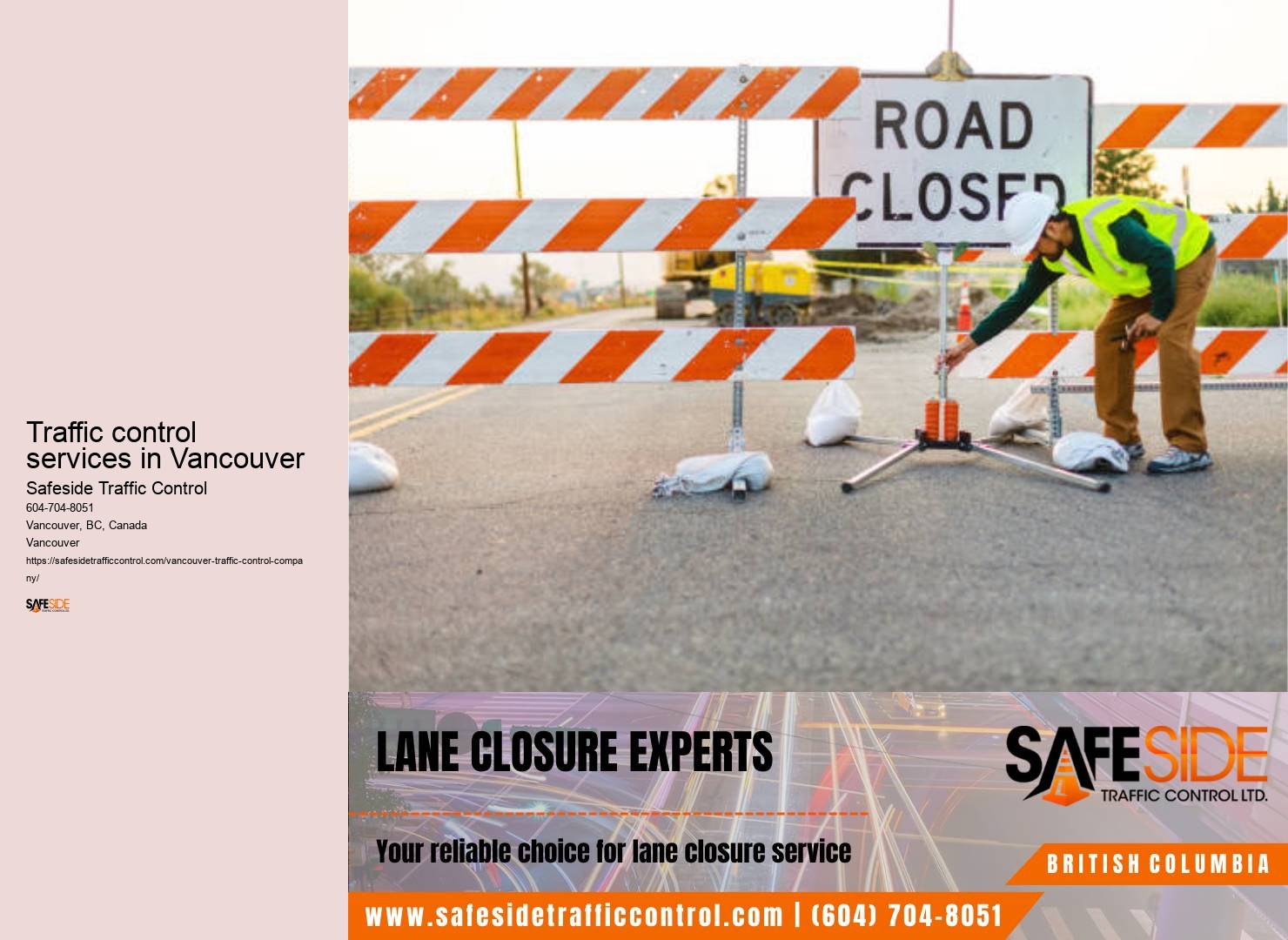 Roadwork traffic management solutions Traffic control services in Vancouver