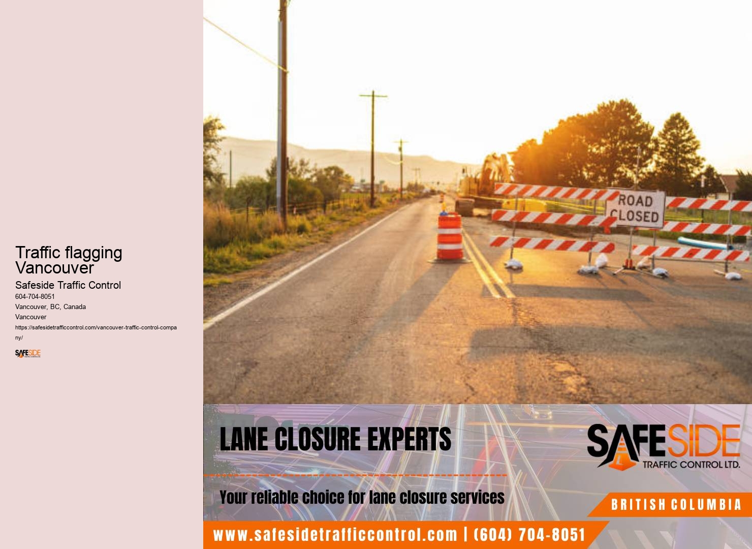 Recognized traffic control certification Traffic flagging Vancouver