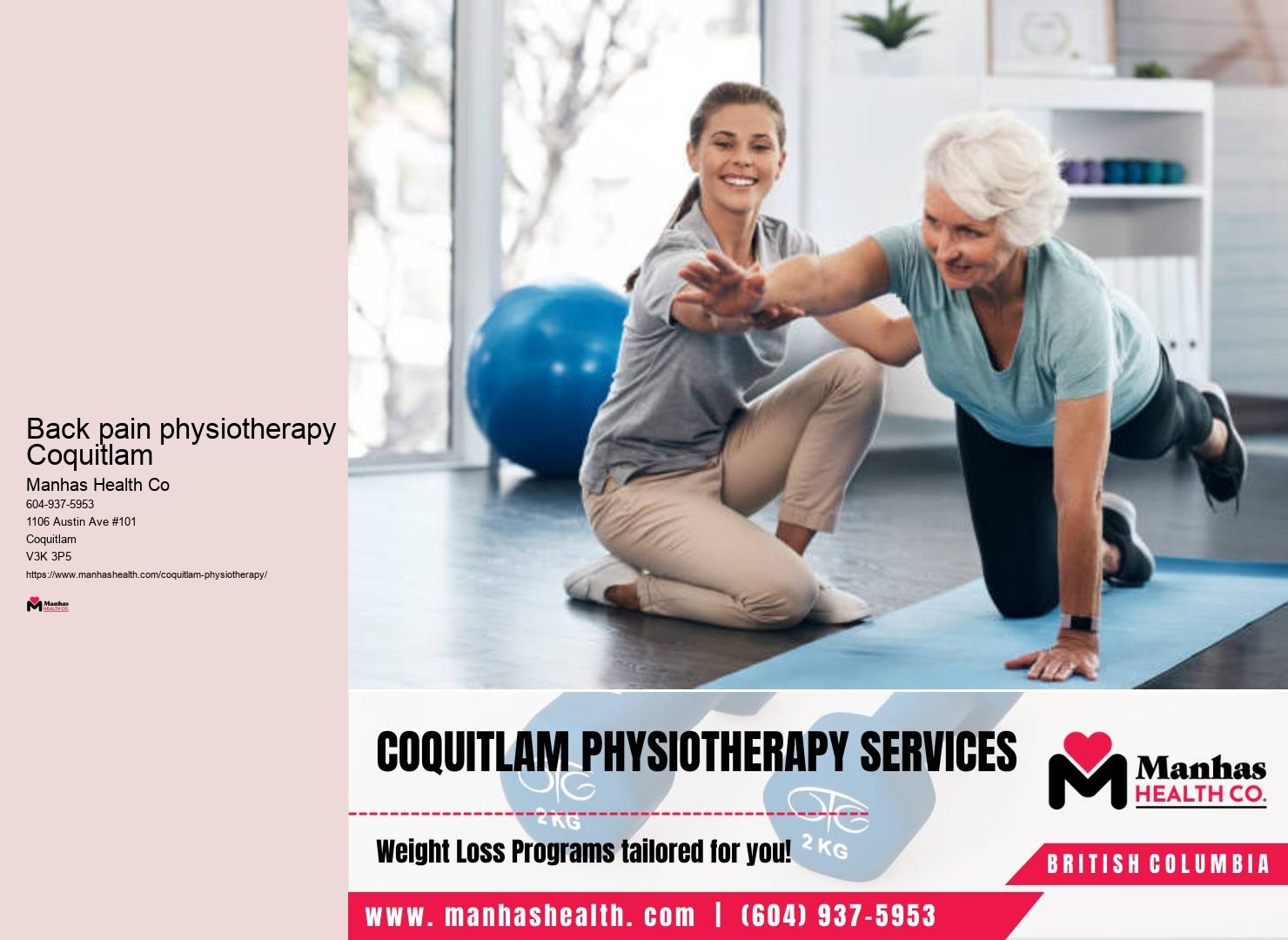 Back pain physiotherapy Coquitlam injury recovery physiotherapy