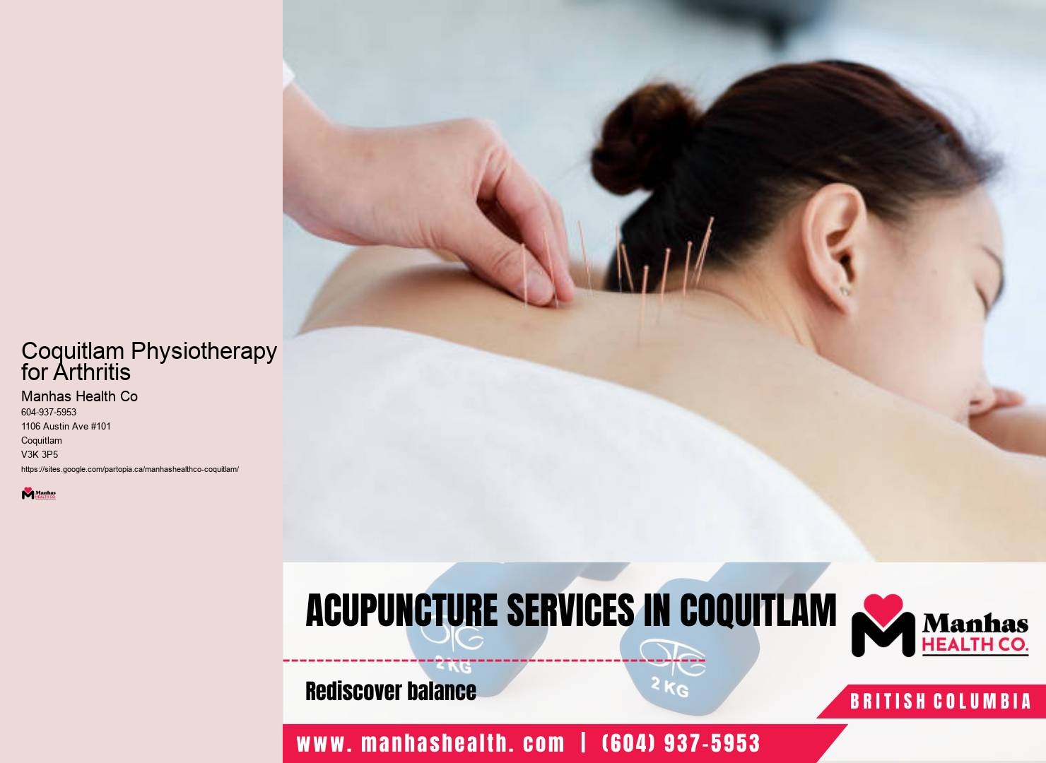 Coquitlam Physiotherapy for Arthritis physiotherapy clinic with dedicated parking