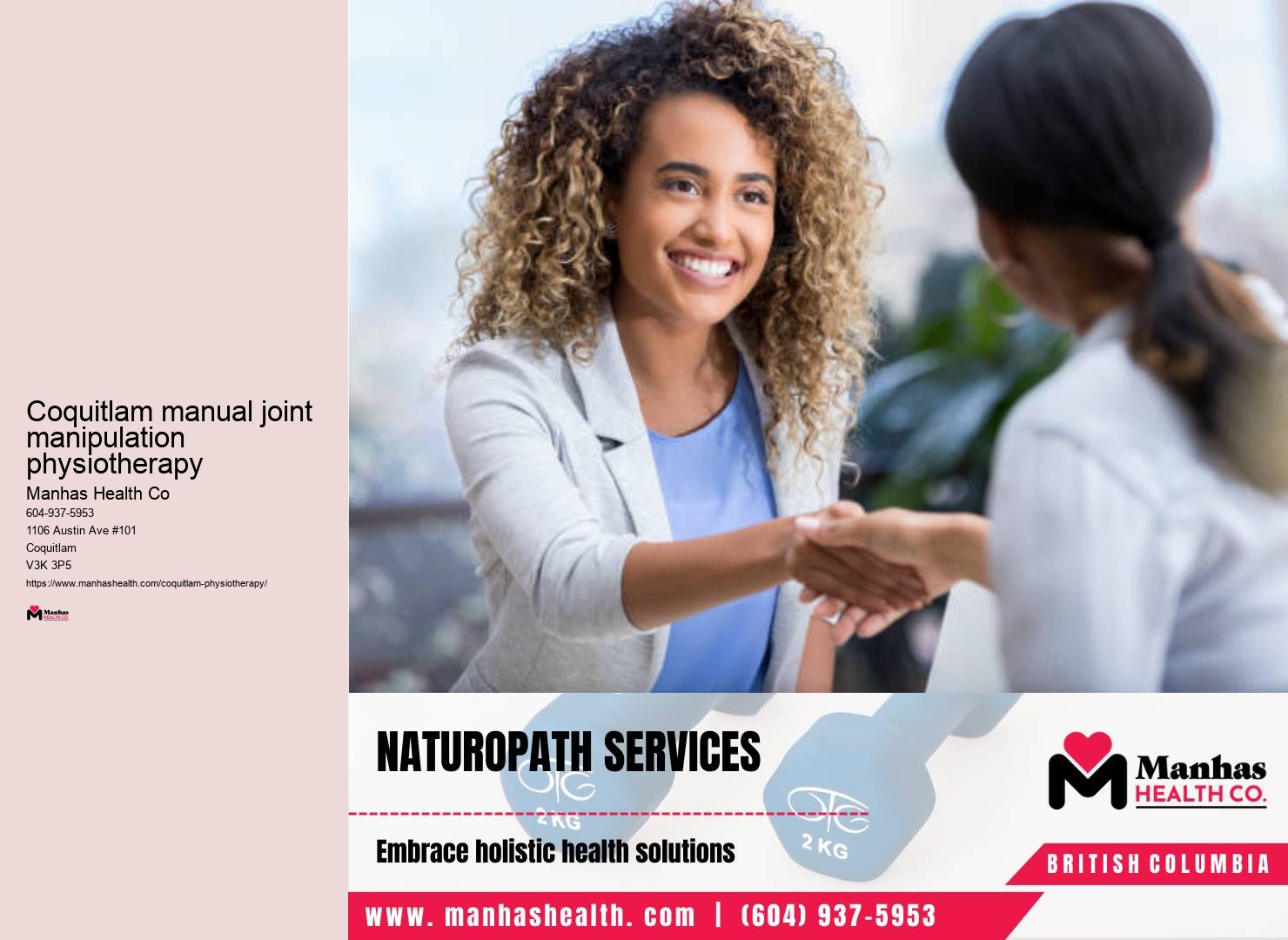 Physiotherapy services near me Coquitlam manual joint manipulation physiotherapy