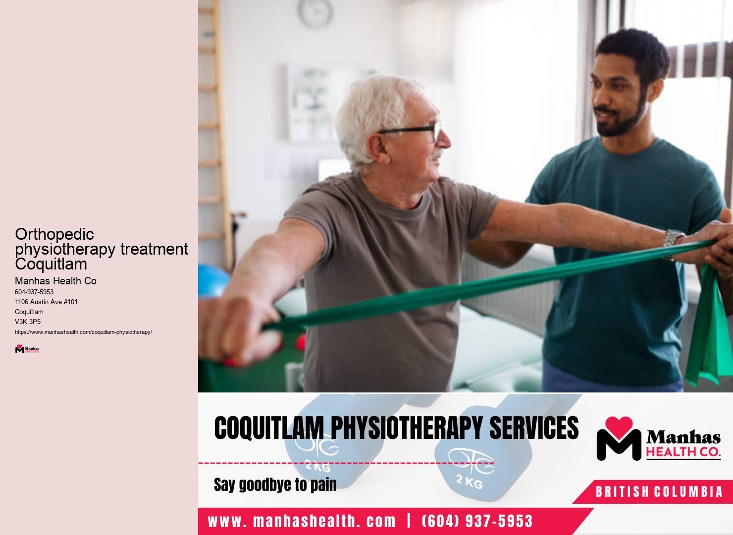 Physiotherapist Orthopedic physiotherapy treatment Coquitlam BC