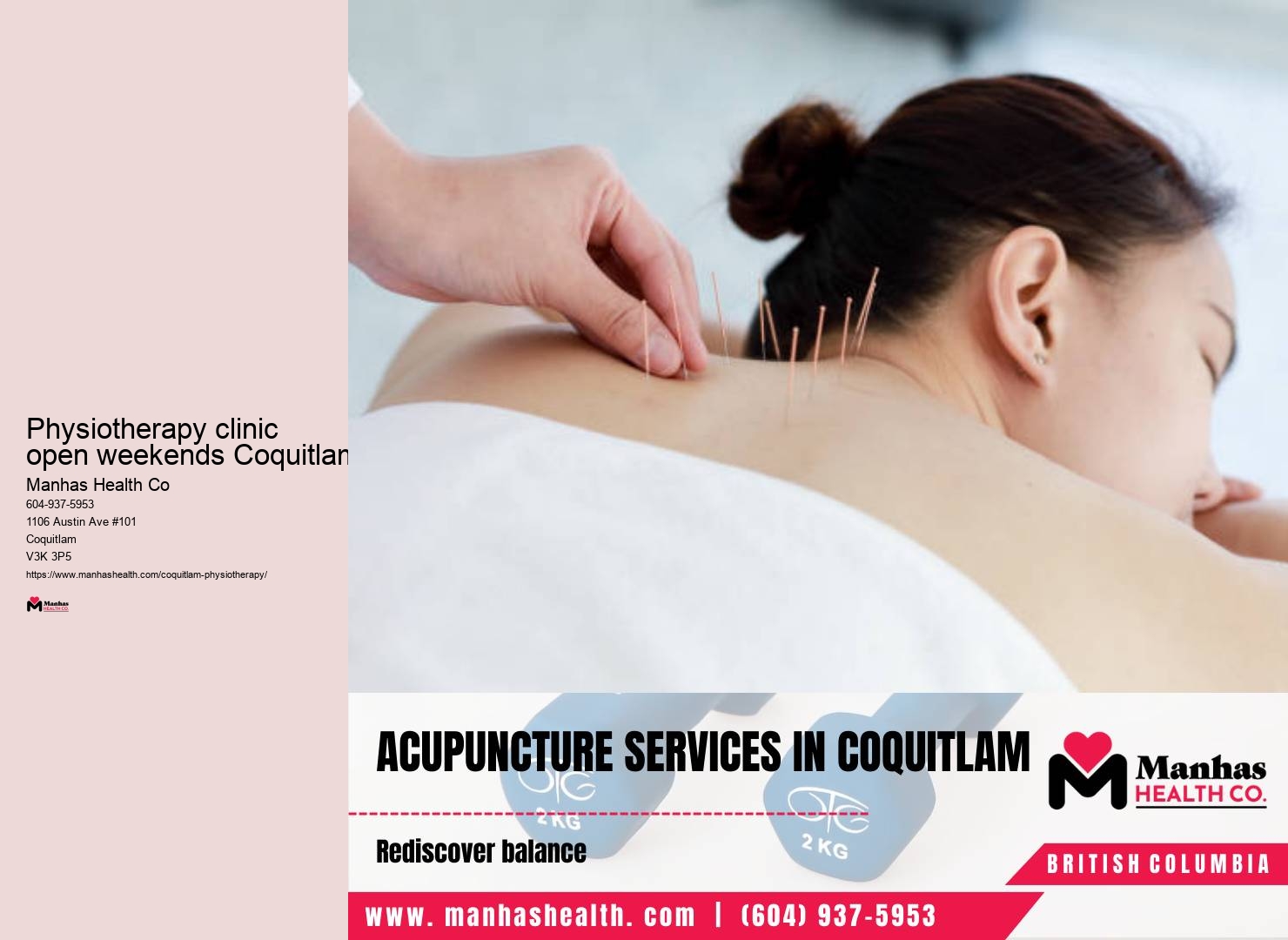 Post-surgery physiotherapy Physiotherapy clinic open weekends Coquitlam